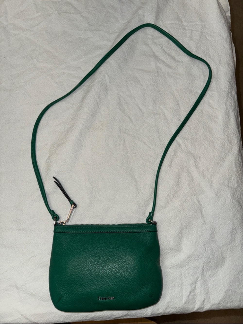 Calvin Klein Emerald Green Leather Crossbody Bag